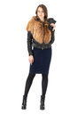 Женская кожаная куртка из натуральной кожи с капюшоном, отделка лиса 0902503-2
