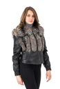 Женская кожаная куртка из натуральной кожи с воротником, отделка лиса 0902523
