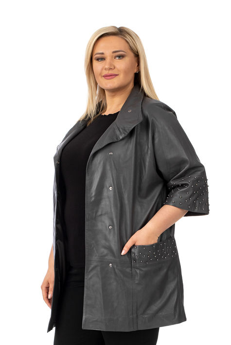Женское кожаное пальто из натуральной кожи с воротником 0902527
