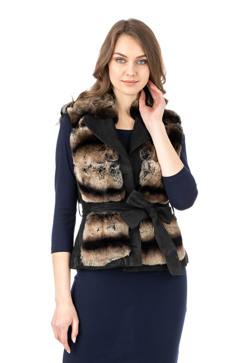 Женская кожаная куртка из натуральной кожи с воротником, отделка лиса 0902554