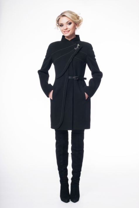 Женское пальто из текстиля с воротником 8002820