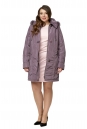 Женское пальто из текстиля с капюшоном, отделка песец 8010578