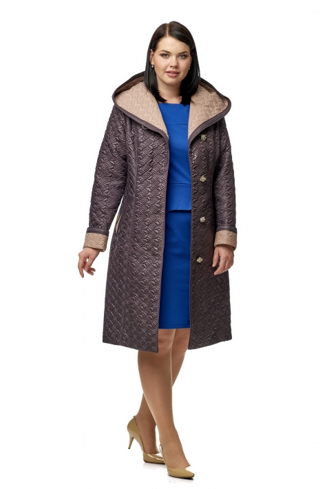 Женское пальто из текстиля с капюшоном 8010622
