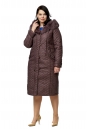 Женское пальто из текстиля с капюшоном, отделка кролик 8010625