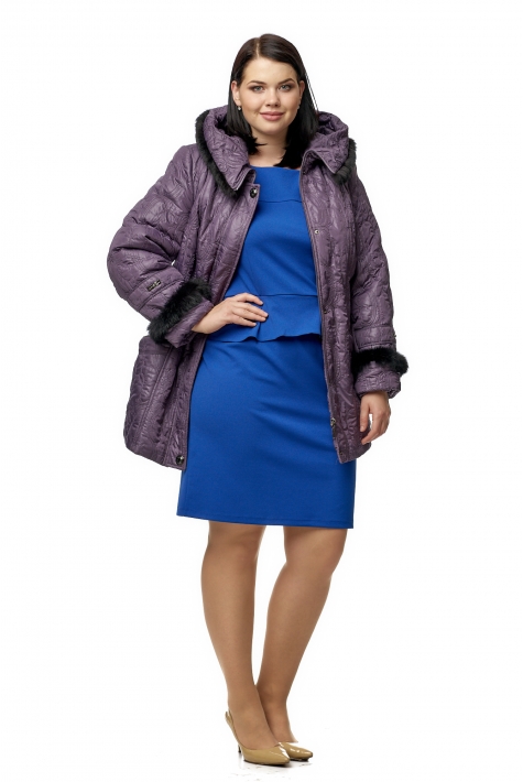 Куртка женская из текстиля с капюшоном, отделка кролик 8011710