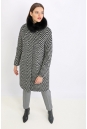 Женское пальто из текстиля с воротником, отделка песец 8011729