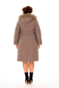 Женское пальто из текстиля с капюшоном, отделка песец 8012633-3