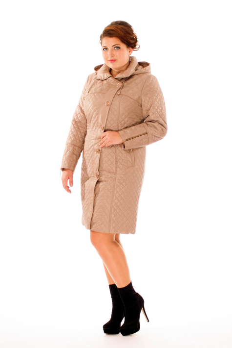 Женское пальто из текстиля с капюшоном 8015947