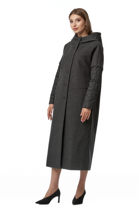 Женское пальто из текстиля с капюшоном 8017032