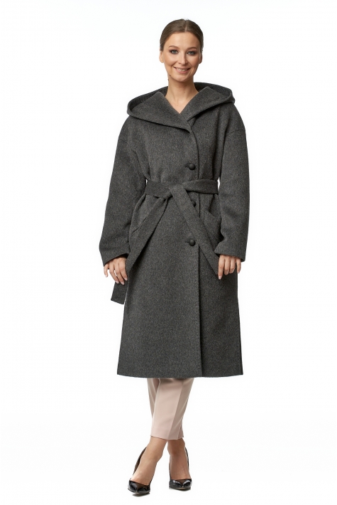 Женское пальто из текстиля с капюшоном 8017035