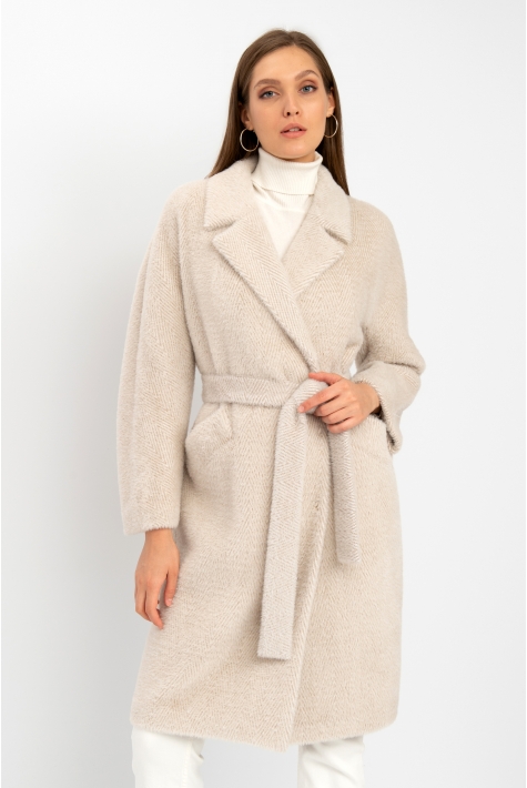Женское пальто из текстиля с воротником 8022141