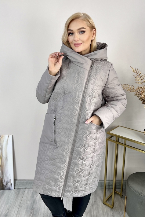 Женское пальто из текстиля с капюшоном 8024011
