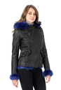 Женская кожаная куртка из натуральной кожи на меху с капюшоном, отделка песец 3600221