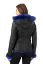 Женская кожаная куртка из натуральной кожи на меху с капюшоном, отделка песец 3600221-3