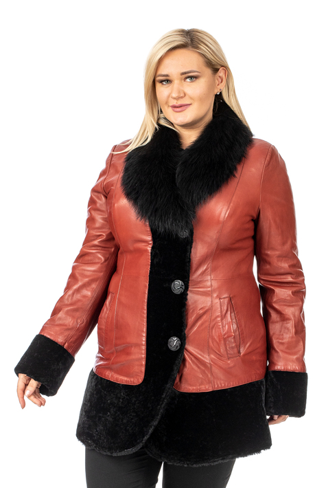 Женское кожаное пальто из натуральной кожи на меху с воротником, отделка енот 3600241