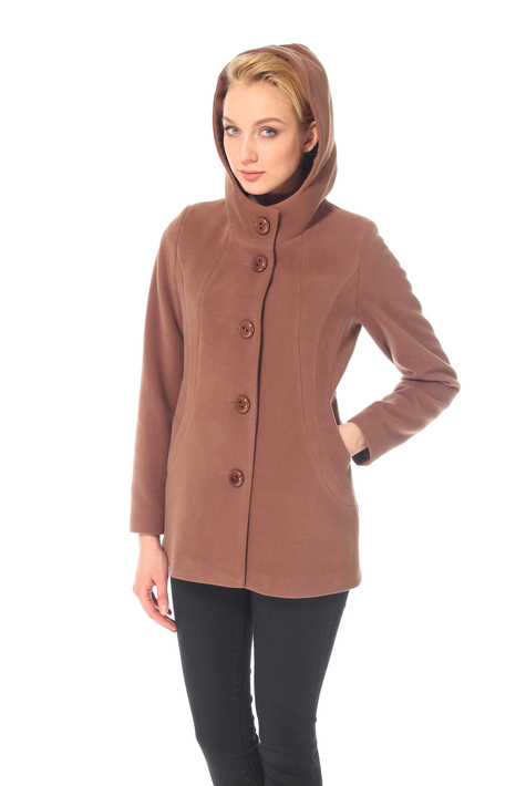 Женское пальто из текстиля с капюшоном 3000052