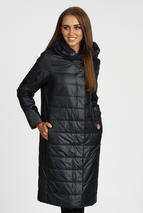 Женское пальто из текстиля с капюшоном 1000962
