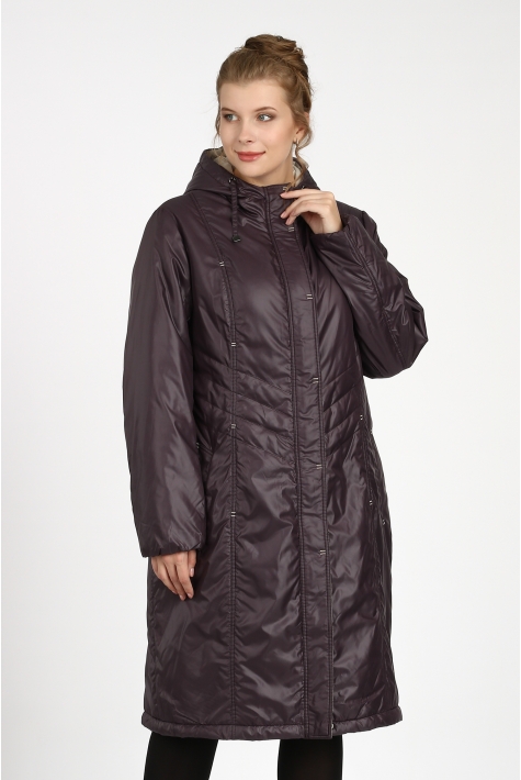 Женское пальто из текстиля с капюшоном 1000964