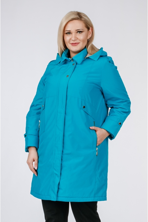 Женское пальто из текстиля с капюшоном 1001117