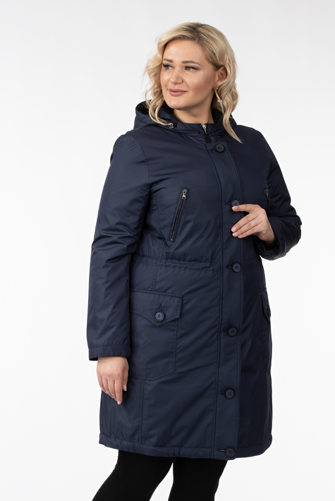 Женское пальто из текстиля с капюшоном 1001252