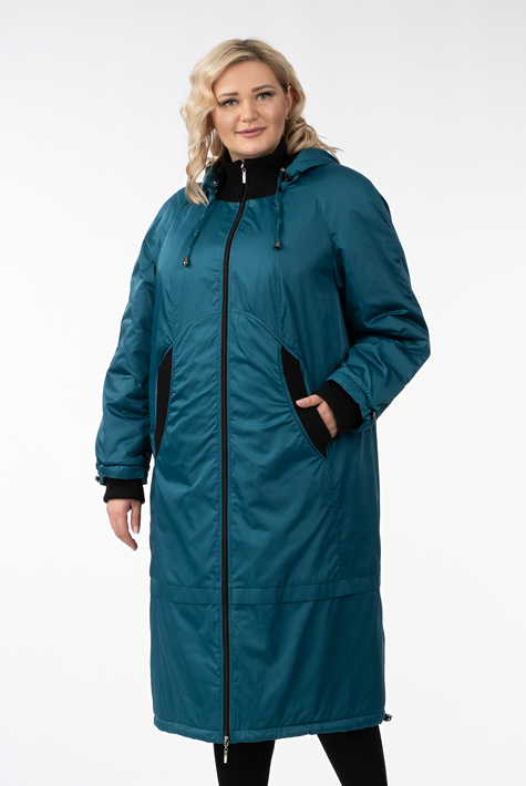 Женское пальто из текстиля с капюшоном 1001272