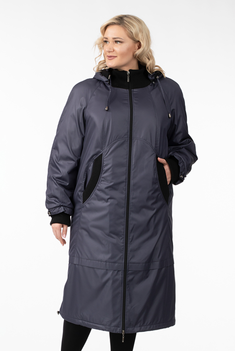 Женское пальто из текстиля с капюшоном 1001275