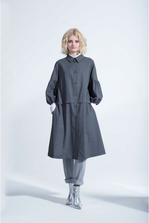 Женское пальто из текстиля с воротником 1001293