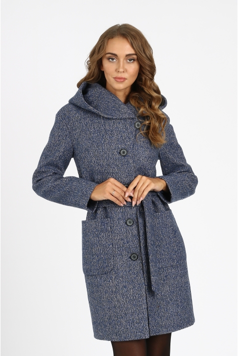 Женское пальто из текстиля с капюшоном 3000689