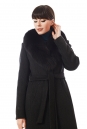 Женское пальто из текстиля с воротником, отделка песец 3000717