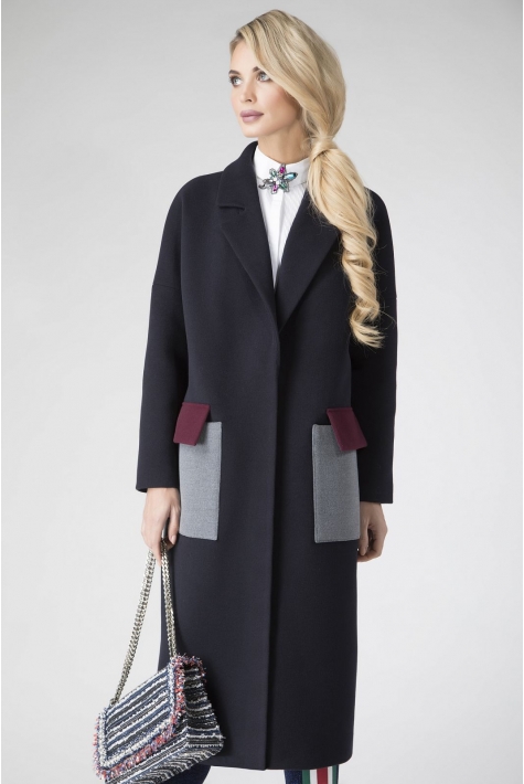 Женское пальто из текстиля с воротником 3000786