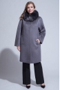 Женское пальто из текстиля с воротником, отделка песец 3000848